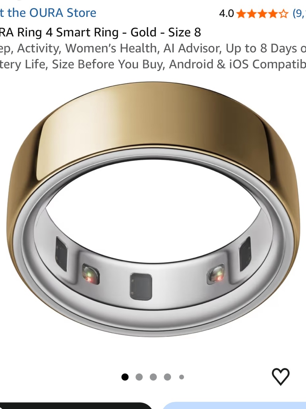 Oura Smart Ring 4 in Gold with Silver Interior